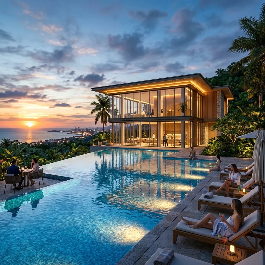 Luxury clubhouse with pool deck